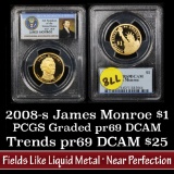 PCGS 2008-s James Monroe Presidential Dollar $1 Graded pr69 DCAM by PCGS