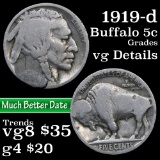 1919-d Buffalo Nickel 5c Grades vg details