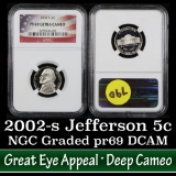 NGC 2002-s Jefferson Nickel 5c Graded pr69 DCAM by NGC