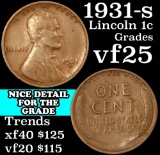 1931-s Lincoln Cent 1c Grades vf+