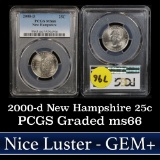 PCGS 2000-d New Hampshire Washington Quarter 25c Graded ms66 by PCGS