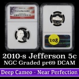 NGC 2010-s Jefferson Nickel 5c Graded pr69 DCAM by NGC