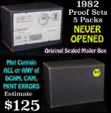 Original Sealed mailer box 1982 proof sets, 5 packs never opened