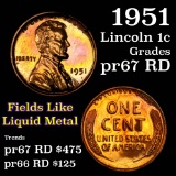 1951 Lincoln Cent 1c Grades Gem++ Proof Red (fc)