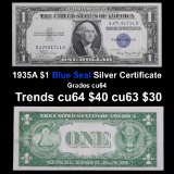 1935A $1 Blue Seal Silver Certificate Grades Choice CU
