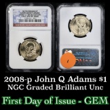 NGC 2008-p John Quincy Adams Presidential Dollar $1 Graded ms65 By NGC