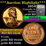 ***Auction Highlight*** 1954 Lincoln Cent 1c Graded Gem++ Proof Red by USCG (fc)