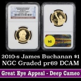 NGC 2010-s James Buchanan Presidential Dollar $1 Graded pr69 DCAM by NGC