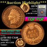 ***Auction Highlight*** 1878 Top Pop Indian Cent 1c Graded Gem+ Proof Red Cameo by USCG (fc)