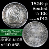 1856-p Seated Liberty Half Dime 1/2 10c Grades xf+