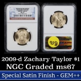 NGC 2009-d SMS Zachary Taylor Presidential Dollar $1 Graded ms67 by NGC