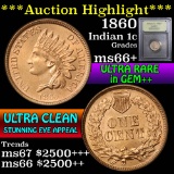 ***Auction Highlight*** 1860 Indian Cent 1c Graded GEM++ Unc by USCG (fc)