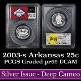 PCGS 2003-s Arkansas Washington Quarter 25c Graded pr69 DCAM by PCGS