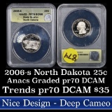 ANACS 2006-s North Dakota Washington Quarter 25c Graded pr70 DCAM by ANACS