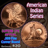 Mounted American Indian 1 oz .999 Copper Round