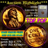 ***Auction Highlight*** 1942 TOP POP Lincoln Cent 1c Graded Gem++ proof Red by USCG (fc)