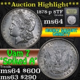 ***Auction Highlight*** 1878-p 8tf Vam 7 Morgan Dollar $1 Graded Choice Unc by USCG (fc)