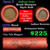 Indian Head Penny 1c Shotgun Roll, 1873 open 3 on one end, reverse on the other (fc)