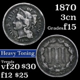 1870 Three Cent Copper Nickel 3cn Grades f+