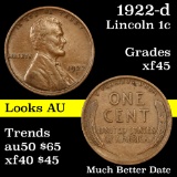 1922-d Lincoln Cent 1c Grades xf+