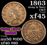 1863 Army & Navy Civil War Token 1c Grades xf+