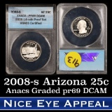 ANACS 2008-s Arizona Washington Quarter 25c Graded pr69 DCAM by ANACS