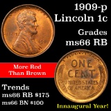 1909-p Lincoln Cent 1c Grades GEM+ Unc RB