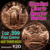 Standing Liberty Quarter replica 1 oz .999 Copper Round