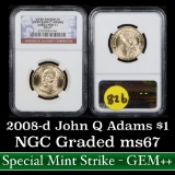 NGC 2008-d SMS John Quincy Adams Presidential Dollar $1 Graded ms67 by NGC