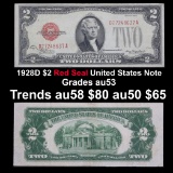 1928D $2 Red Seal United States Note Grades Select AU