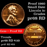 1960 Small Date Lincoln Cent 1c Grades Gem++ Proof Red