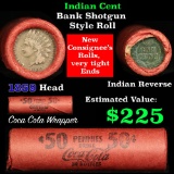 Indian Head Penny 1c Shotgun Roll, 1859 on one end, reverse on the other (fc)