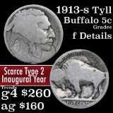 1913-s TY II Buffalo Nickel 5c Grades g details