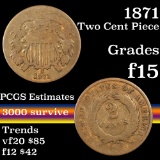 1871 Two Cent Piece 2c Grades f+