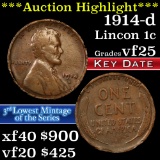 ***Auction Highlight*** 1914-d Lincoln Cent 1c Grades vf+ (fc)