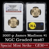 NGC 2007-p SMS James Madison Presidential Dollar $1 Graded ms67 by NGC