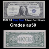 1957 $1 Blue Seal Silver Certificate Grades AU, Almost Unc