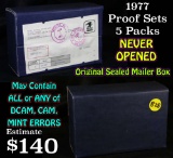 Original Sealed mailer box 1977 proof sets, 5 packs never opened