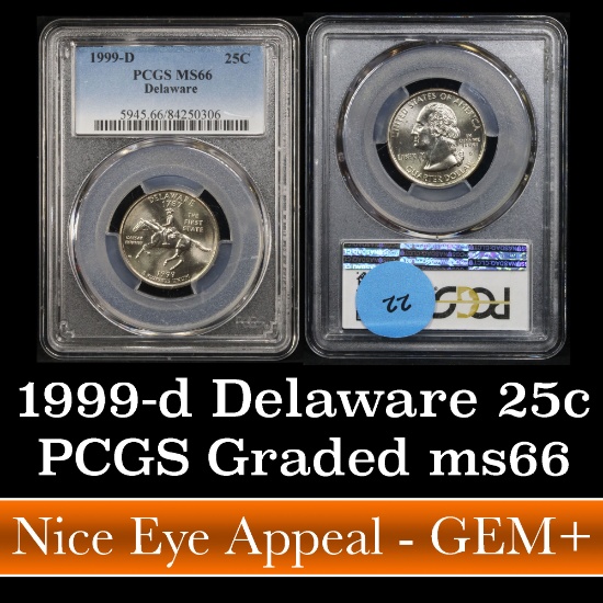 PCGS 1999-d Delaware Washington Quarter 25c Graded ms66 by PCGS