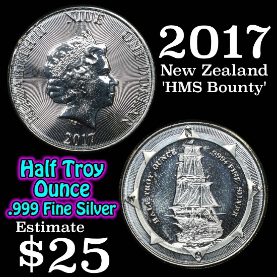 2018 New Zealand 'HMS Bounty' 1/2 Oz .999 Silver Coin Silver Round