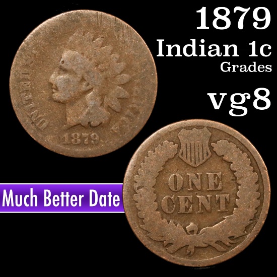 1879 Indian Cent 1c Grades vg, very good