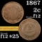 1867 Two Cent Piece 2c Grades f, fine