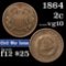 1864 Two Cent Piece 2c Grades vg+