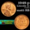 1948-p Lincoln Cent 1c Grades GEM Unc RB