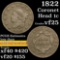 1822 Coronet Head Large Cent 1c Grades vf+ (fc)