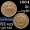 1864 Two Cent Piece 2c Grades vg+
