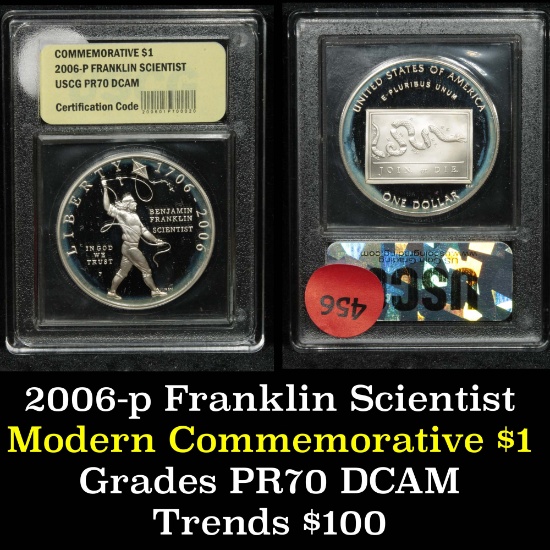 2006-P Ben Franklin Scientist Modern Commem Dollar $1 Grades GEM++ Proof Deep Cameo
