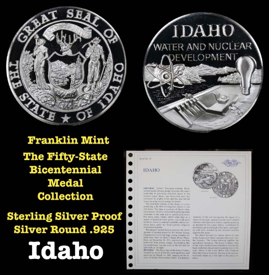 The Fifty State Bicentennial Medal Collection - Idaho Sterling Silver .925 Round 1 oz. Proof