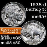 1938-d Buffalo Nickel 5c Grades GEM+ Unc