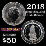 2018 New Zealand 'HMS Bounty' 1 Oz .999 Silver Coin